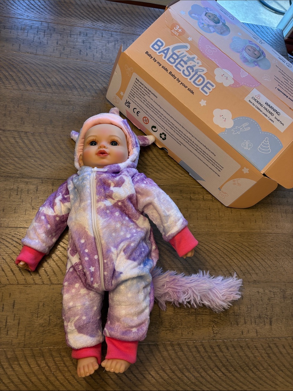 Babeside unicorn dressed Baby Doll in  Onesie with Pink Accents